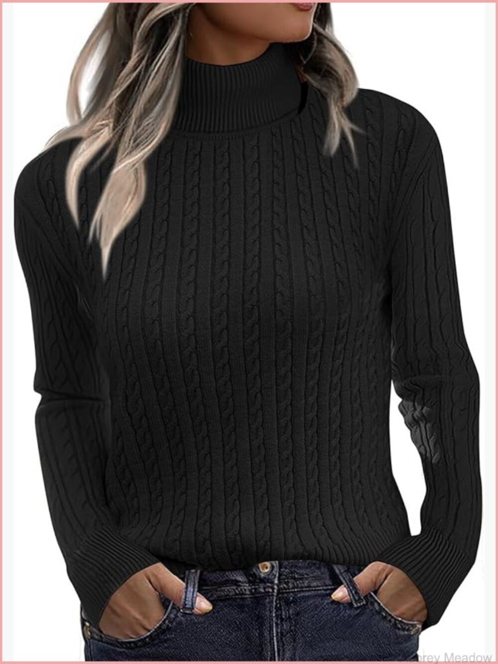 Turtleneck Cable Knit Sweater - Long Sleeve Pullover - Winter Fall Top